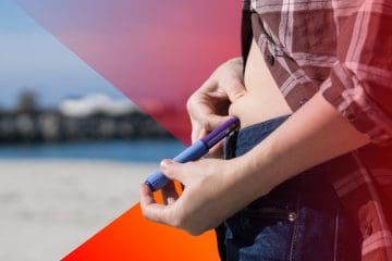Woman injecting GLP-1 medication into her abdomen